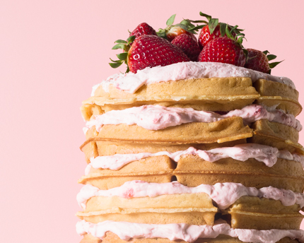 Gâteau gaufre aux fraises