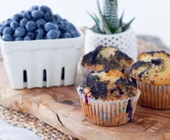 Muffin aux bleuets , citron et graines de pavot